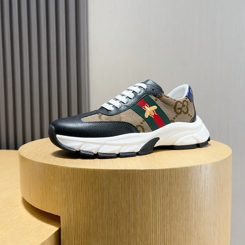 Factory P420💰[gucci] New original men's fashionable casual shoes, exclusive original mold opening, the upper is made of original fabric with first-layer cowhide, comfortable sheepskin lining, rubber combination, lightweight foaming, wear-resistant and non-slip outsole, comfortable to wear🎋Fine workmanship, worthy of wearing, comfortable to wear, impeccable quality and workmanship. Code number 38-44